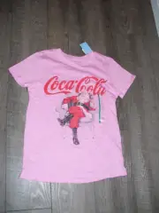 NEW Coca Cola Coke Pink Women's Christmas Santa Shirt Size Medium