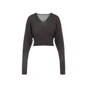[Rick Owens] Rick Owens-Brown V Cropped Virgin Wool Pullover-Donna XS STAND