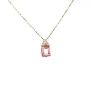 18K Yellow Gold Tourmaline and Diamond Pendant Necklace