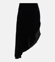 [Alaia] Alaïa Asymmetric velvet midi skirt AU 16 black