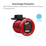 Dual USB Port 4.2A Car Cigarette Lighter Charger Socket LED Digital Voltmeter