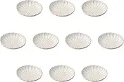 Set of 10 Kiln Hayasai Glazed Chrysanthemum Shaped Dishes (5.2 x 1.2 inches (13.3 x 3 cm) | Setomonohonpo