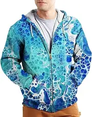 [HongYunoH] Men's Fashion Sports Hoodie Creative 3D Digital Printing Tie Dye Series Zipper Loose Hooded Jacket