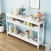 Console Tables for Living Room, Sturdy Behind Sofa Table Kitchen Bar Table, with Storage Bar Tables High for Living Room Kitchen(Beige,31.5 * 7.9 * 39.4inch)