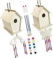 TOBBOMEY Unfinished Arts Kits for Boys and Girls Bird House Wind Chime Kit Wind Chime Ornament Set
