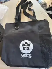 Sac Anime One Piece Tote Bag Black 13x14x5 Inches With Water Bottle Holder