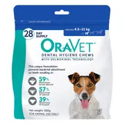 OraVet Dental Hygiene Chew For Small Dogs 4.5-11kg 28pk