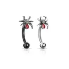 Crystal Set Red Spider Curved Barbell Eyebrow Ring Rook Daith Snug 16G Piercing