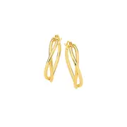 9ct Gold Crossover Front Oval Hoop Earrings
