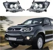 Compatible for Hilux Compatible for Vigo 2005-2011 Car Head lights with Sequential Turning Signal Head Light Lamp Angel eyes