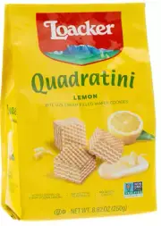 Loacker Quadratini Lemon Bite Size Cream Filled Wafer Cookies 8.82oz (250g)