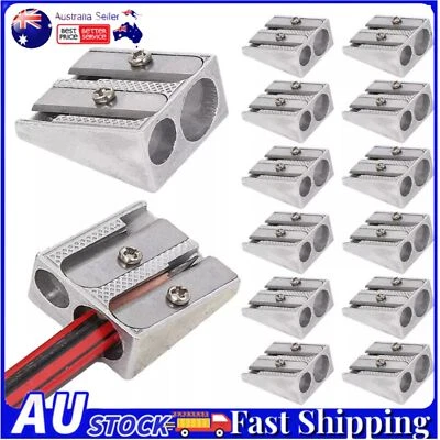 12x Metal Pencil Sharpener,2-Hole Magnesium Alloy Wedge Profile Pencil Sharpener