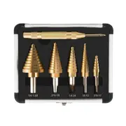 6pcs Step Drill Bit Set, 5 Titanium Coated Hss Step Bit & Automatic Center Pu...