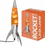 Fisura - Rocket Orange Lava Lamp, Chrome Base, Orange Liquid, 45cm