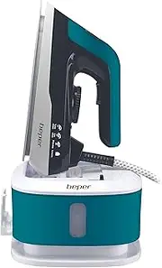 BEPER P204CAL200 Iron Continuous Cycle, 2250W, Tank 1,2L, Ceramic Plate, Steam Shot g/min, Removable limescale Filter, Cable Reel Base, Safety Lock, Black/Teal, Steel, 2250 W, 1.2 liters