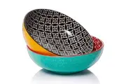 Large Serving Bowls,Fruit Salad Bowls, Christmas Serving Dishes for Entertaining,Pasta Bowls Set of 2, Vibrant Color Ramen Bowls for Party