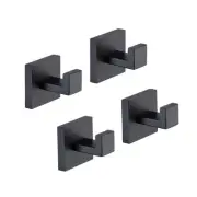 Bath Towel Hooks Matte Black, 4 Pack Stainless Steel Robe Coat and Clothes Ho...