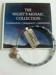Alex and Ani Starlit Canvas Night Sky Beaded Bangle Sealed NWT CARD BOX R Silver