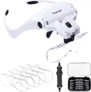 Magnifying Glasses with Light for Close Work, Hands Free Headband White