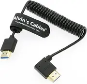 8K 2.1 HDMI High Speed Soft Coiled Cable Straight to Left Angle for Atomos Ninja V, Portkeys BM5, for Feelworld Monitor, for Canon C300, Z CAM E2, for Sony FS5| FS7| A7S3 Cameras