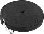TOGEVAL 15M Long Dog Training Lead Leash Heavy Duty Pet Training Leash for Obedience Recall Comfortable Grip with Quick Release for Walking Running Training Black