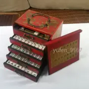 Chinese Mah-Jong 144 Tiles Game Set With Wooden Box Entertainment Prop Gift new