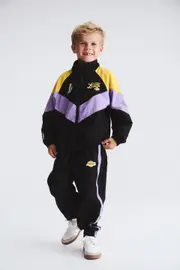 [Cotton On Kids] Cotton On Kids - NBA LA Lakers Zip Through Sports Jacket - Lcn nba black/lakers stripe 1-2 LCN NBA BLACK/LAKERS STRIPE