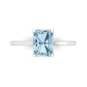 2.0ct Emerald Cut VVS1 Sky Blue Topaz Wedding Bridal Promise Ring 14k White Gold