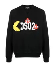 Dsquared2 PAC-Man Logo Printed Crewneck Sweatshirt L,XXL,M Black