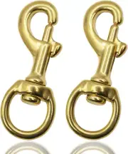 Flag Clips for Rope - 2-Pack 3.1 Bronze Brass Flagpole Snap Hooks with Swivel E