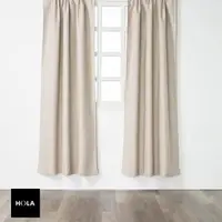 在飛比找momo購物網優惠-【HOLA】經典素色日本仿麻全遮光落地窗簾230x270 米