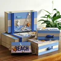 在飛比找樂天市場購物網優惠-地中海海洋兒童房桌面收納盒雜物套盒家居裝飾品櫥窗拍攝道具擺件