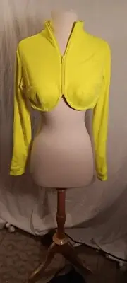 Adidas X Jeremy Scott Velour Cropped Full Zip Track Top Neon Yellow Sz Sm