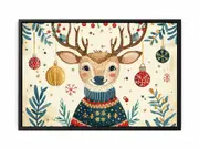 Festive Deer Framed Print Fine Art Poster Print