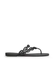 Black Chain Detail Strap Sandals
