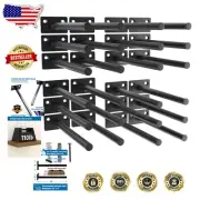 Durable 6-Inch Black Floating Shelf Brackets - 24 Pack with Heavyweight Support