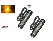2x Amber 6 LED Car Truck Emergency Beacon Lights Hazard Flash Strobe Bar Warning