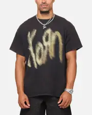 [KORN] Korn Logo Noise T-shirt Black Vintage - Size L L Black Vintage