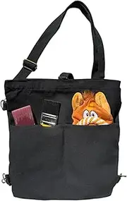 [My Corgi Living] Canvas Tote Bag with Zipper Closure, 2 Front Pockets, Bags for Women, Men & Kids, Multifunctional Shoulder Bag, Backpack, Crossbody, Fits 14x12" Devices, Everyday Use