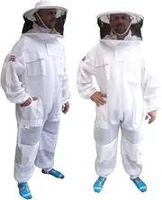Bee Suit Air Mesh Round hat Ultra Ventilated Protective Beekeeping Suit Fully Body Bee Suit Bee Keeping Wasp Suit Beekeeper Protection Equipment (Small)