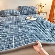 KCCRHIN Skin-Friendly Velvet Mattress Topper Single/Double Bed Mattress Protectors Comfortable Bed Sheet with Pillowcase Washable Anti-Slip Fitted Bedsheet for Autumn/Winter,150 * 200cm