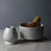 Ceramic Matcha Set Handpainted Cherry Matcha Set with Whisk and Chasen Holder