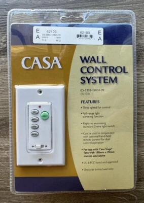 Casa #62103 Wall Control System Ceiling Fan 3 Speed