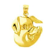 14K Gold Cartoon Pig Face Pendant