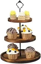 3 Tiered Serving Tray Stand,Wood Cupcake Stand 3 Tiers,Wooden Cake Stand Rustic,Snack Serving Tray,for Home, Catering, Fruit and Sweets Display Halloween Christmas Party Wedding Birthday