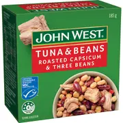 John West Tuna & Beans Roasted Capsicum Kidney Navy Beans Chickpeas 185g