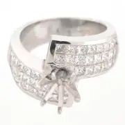 14K Diamond Wrap-Around Semi-Mount Ring Setting - 1.86 TCW - Invisible Setting