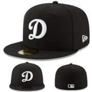 New Era MLB L.A Dodgers 5950 Fitted Hat League Basic Alt D Logo Black White Cap