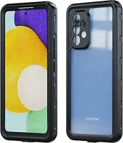 Waterproof Case for Samsung Galaxy A53, IP68 Waterproof Dustproof Anti-Scratches Protective Silicone Case Built-in Screen Protector Full Body Rugged Case (A53, Black)