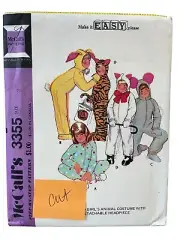 McCalls Sewing Pattern 3355 Animal Costumes Child Size 2 CUT